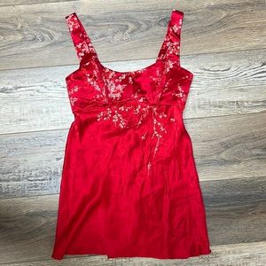 Vintage 90s Victoria’s Secret VS red floral dress S